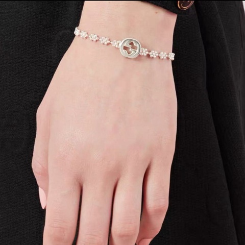 Gucci 雪花雙G logo手鏈98新配件盒子塵袋