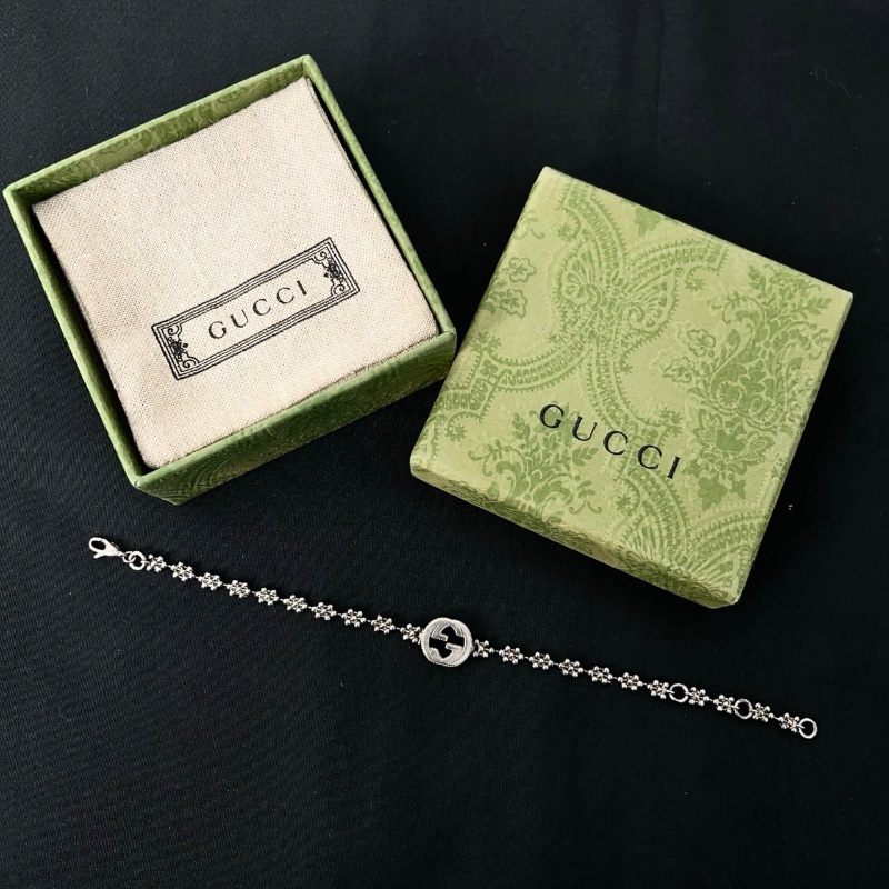 Gucci 雪花雙G logo手鏈98新配件盒子塵袋-1
