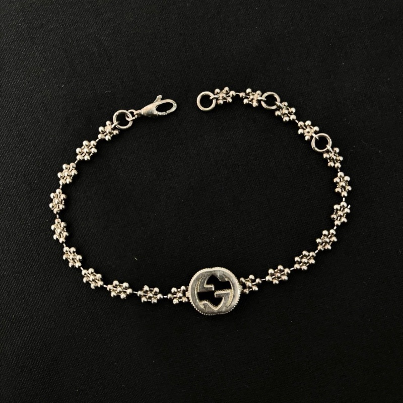 Gucci 雪花雙G logo手鏈98新配件盒子塵袋-2