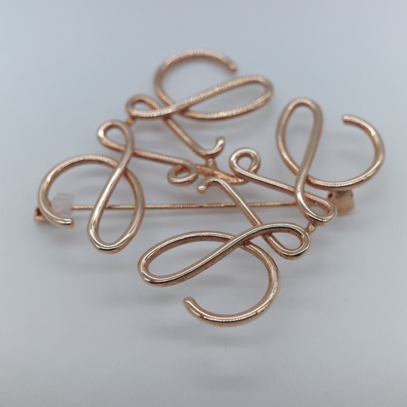 Loewe 羅威 Anagram 玫瑰金色黃銅 標誌 胸針-3