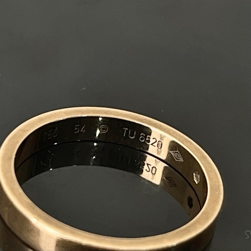 cartier 玫瑰金單鑽C DE CARTIER 結婚對戒54號 寬3mm 98新盒子保卡-3