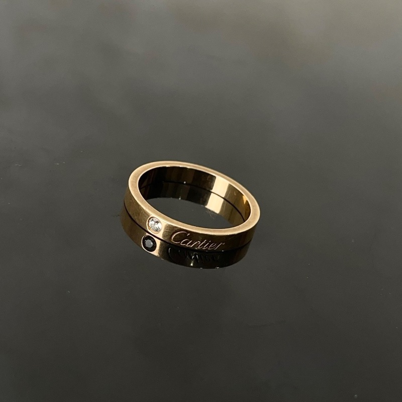 cartier 玫瑰金單鑽C DE CARTIER 結婚對戒54號 寬3mm 98新盒子保卡-5