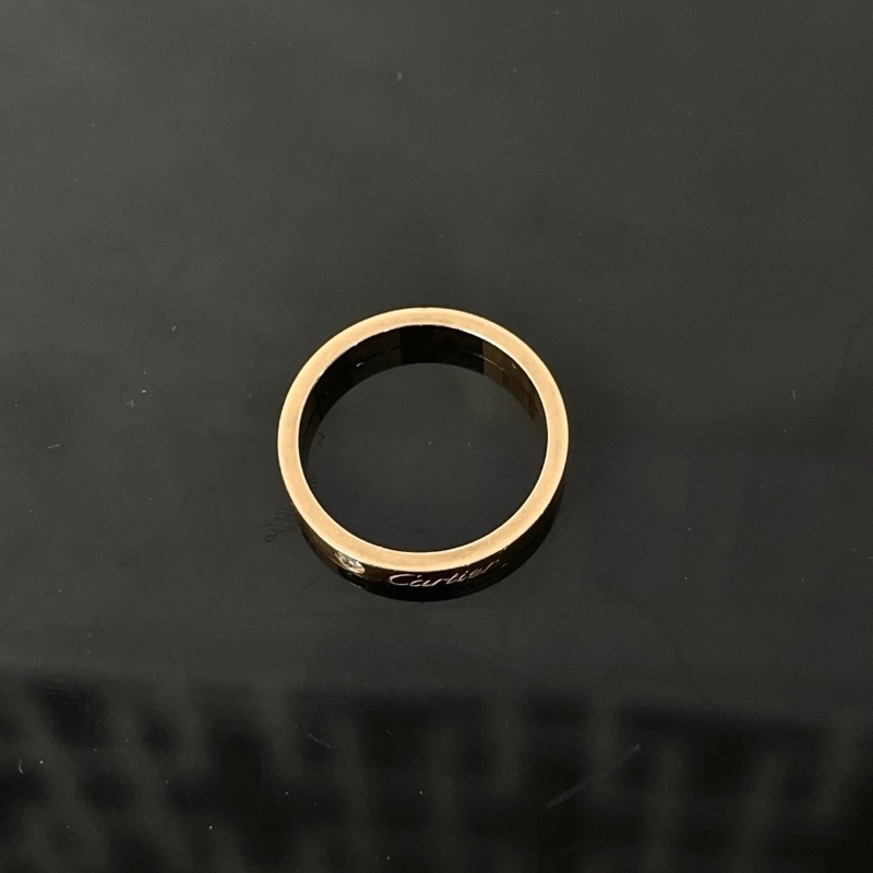 cartier 玫瑰金單鑽C DE CARTIER 結婚對戒54號 寬3mm 98新盒子保卡-6