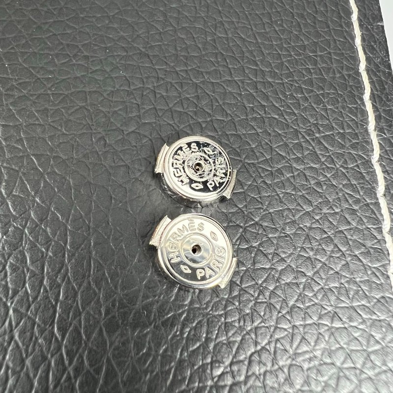 HERMES 紫牛角圓形耳環-4