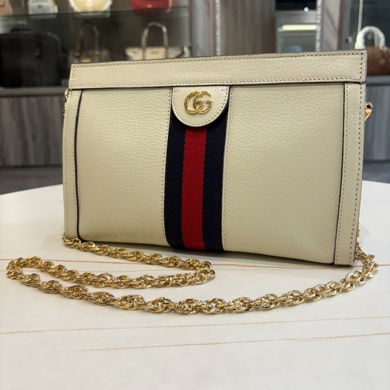 *SHIHNA名牌精品* GUCCI Ophidia 牛皮磁釦式鏈帶夾子包-0