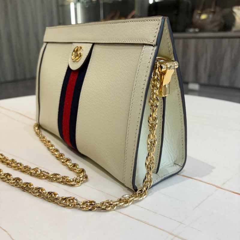 *SHIHNA名牌精品* GUCCI Ophidia 牛皮磁釦式鏈帶夾子包-1