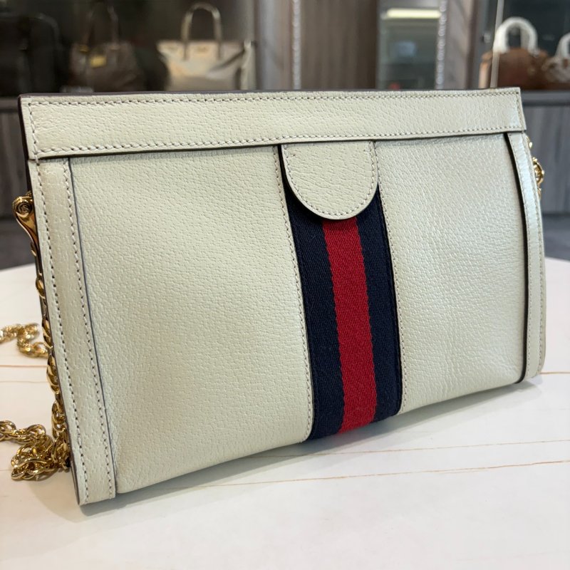 *SHIHNA名牌精品* GUCCI Ophidia 牛皮磁釦式鏈帶夾子包-4