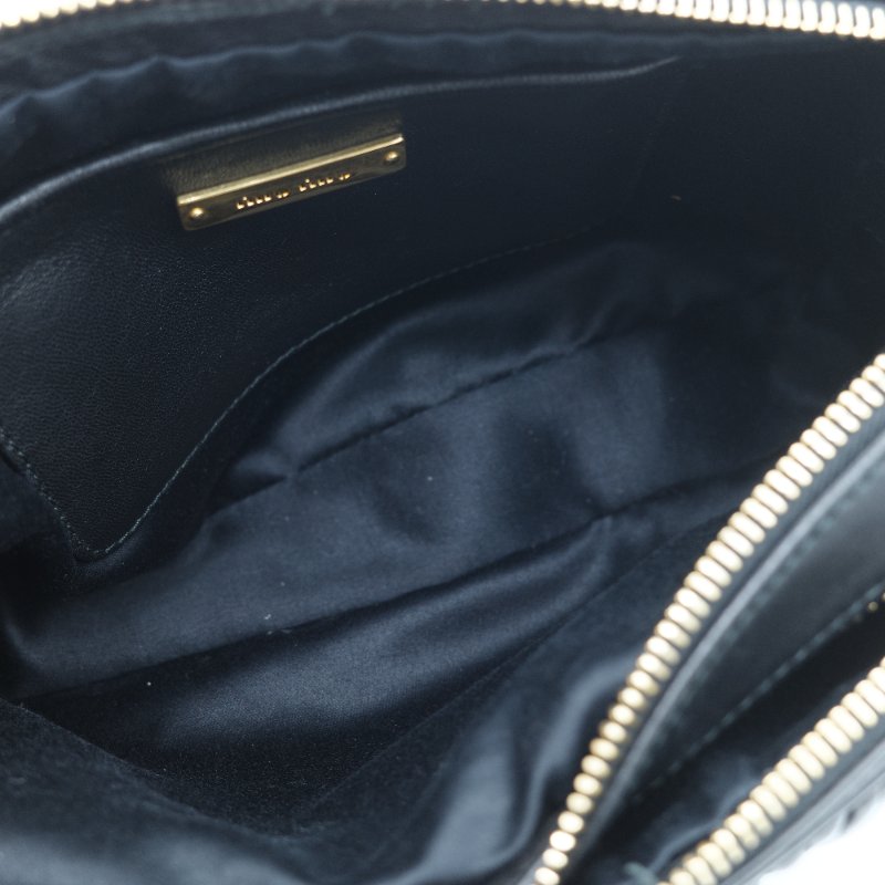 Miu Miu 繆繆 Matelassé 黑色羊皮 雙拉鍊斜背包 相機包 斜挎包-18