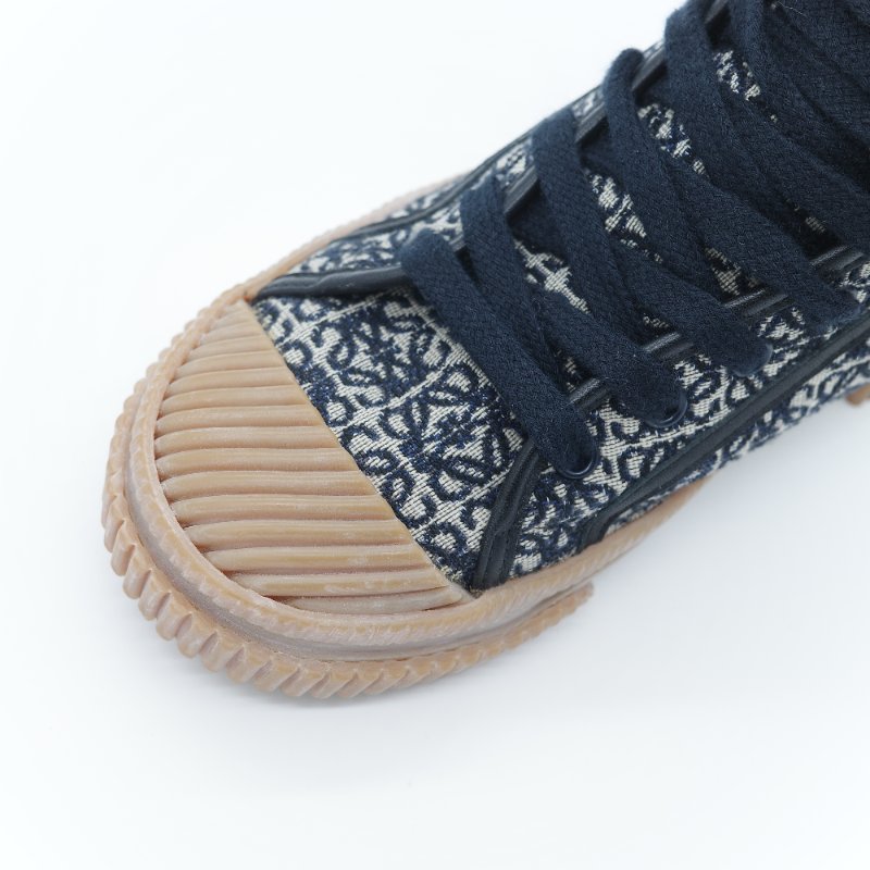 Loewe 羅威 Anagram 海軍藍 緹花帆布 經典標識 高筒休閒鞋 EU36-4