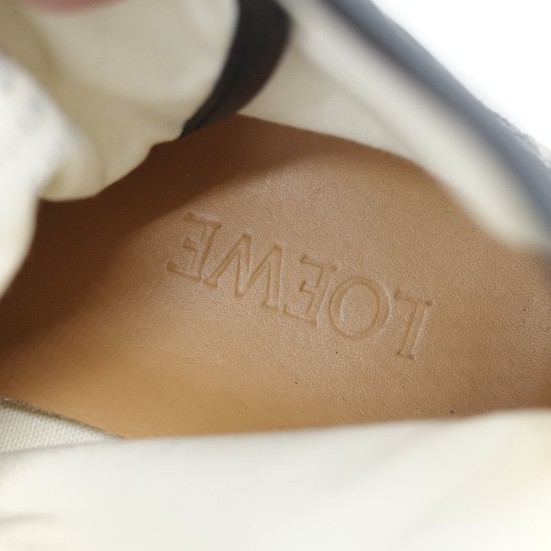 Loewe 羅威 Anagram 海軍藍 緹花帆布 經典標識 高筒休閒鞋 EU36-10