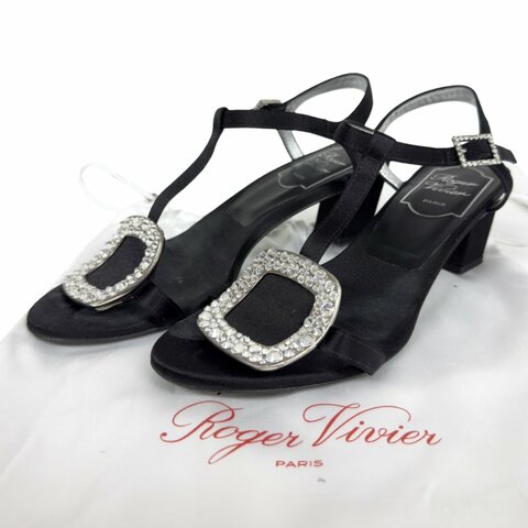 ROGER VIVIER 水鑽 方扣 高跟涼鞋 50MM