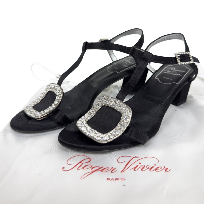 ROGER VIVIER 水鑽 方扣 高跟涼鞋 50MM-0