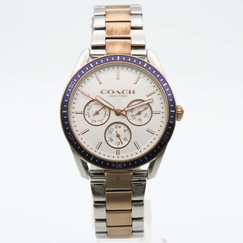 Coach Preston Sport CA.129.7.96.1673 日期星期顯示不鏽鋼金珍珠白雙色腕錶-2