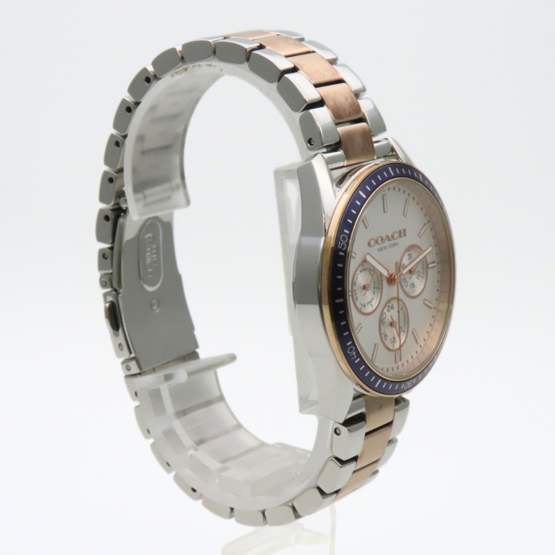 Coach Preston Sport CA.129.7.96.1673 日期星期顯示不鏽鋼金珍珠白雙色腕錶-3