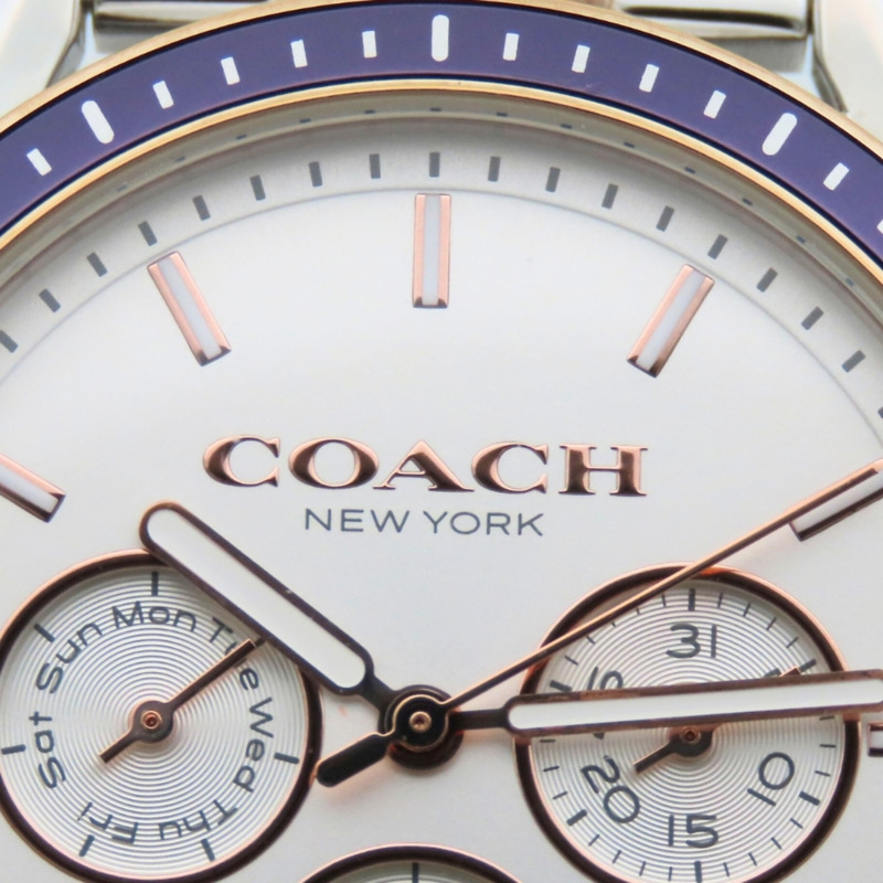 Coach Preston Sport CA.129.7.96.1673 日期星期顯示不鏽鋼金珍珠白雙色腕錶-7