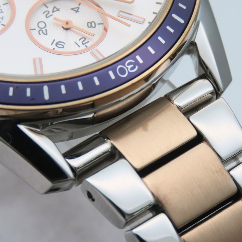 Coach Preston Sport CA.129.7.96.1673 日期星期顯示不鏽鋼金珍珠白雙色腕錶-9