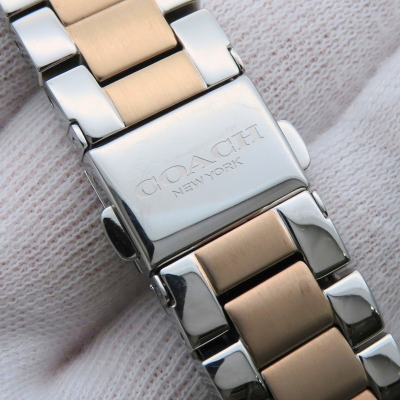 Coach Preston Sport CA.129.7.96.1673 日期星期顯示不鏽鋼金珍珠白雙色腕錶-11