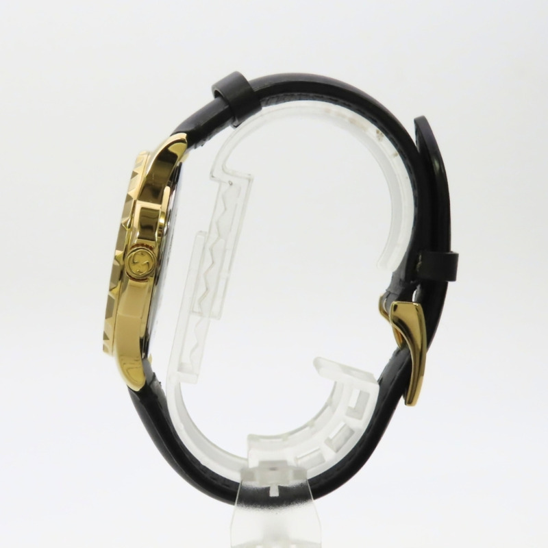 Gucci Bee 126.4 不鏽鋼皮革腕錶，金色、黑色、綠松石藍色，男士腕錶。-5