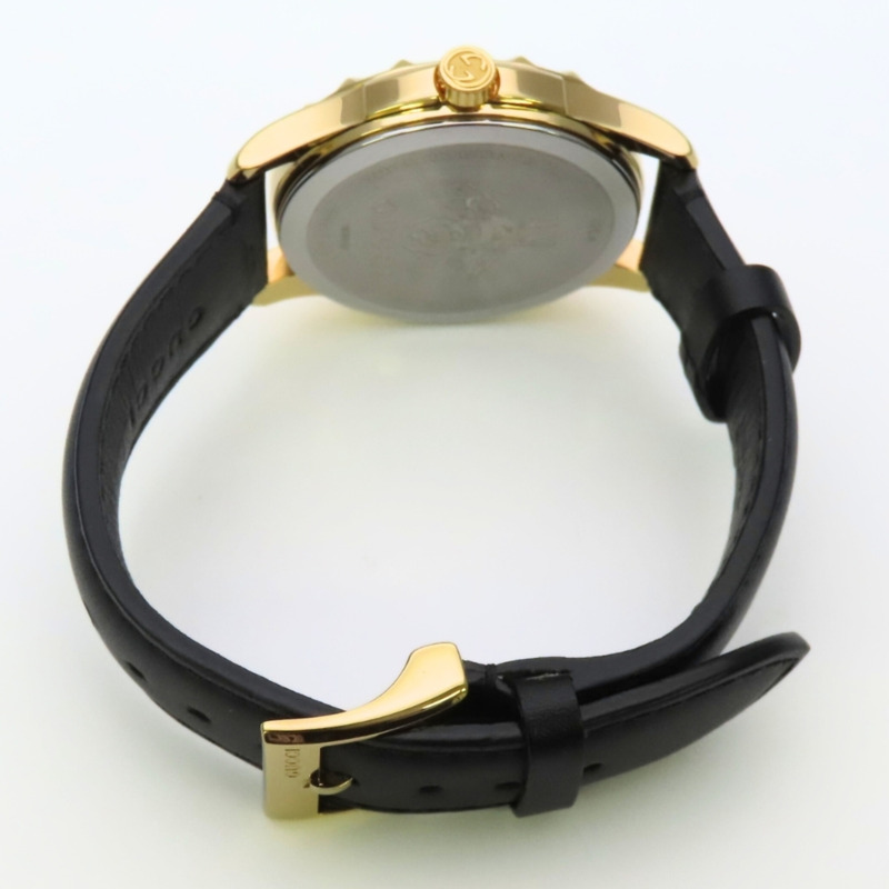 Gucci Bee 126.4 不鏽鋼皮革腕錶，金色、黑色、綠松石藍色，男士腕錶。-13