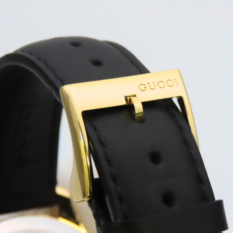 Gucci Bee 126.4 不鏽鋼皮革腕錶，金色、黑色、綠松石藍色，男士腕錶。-14
