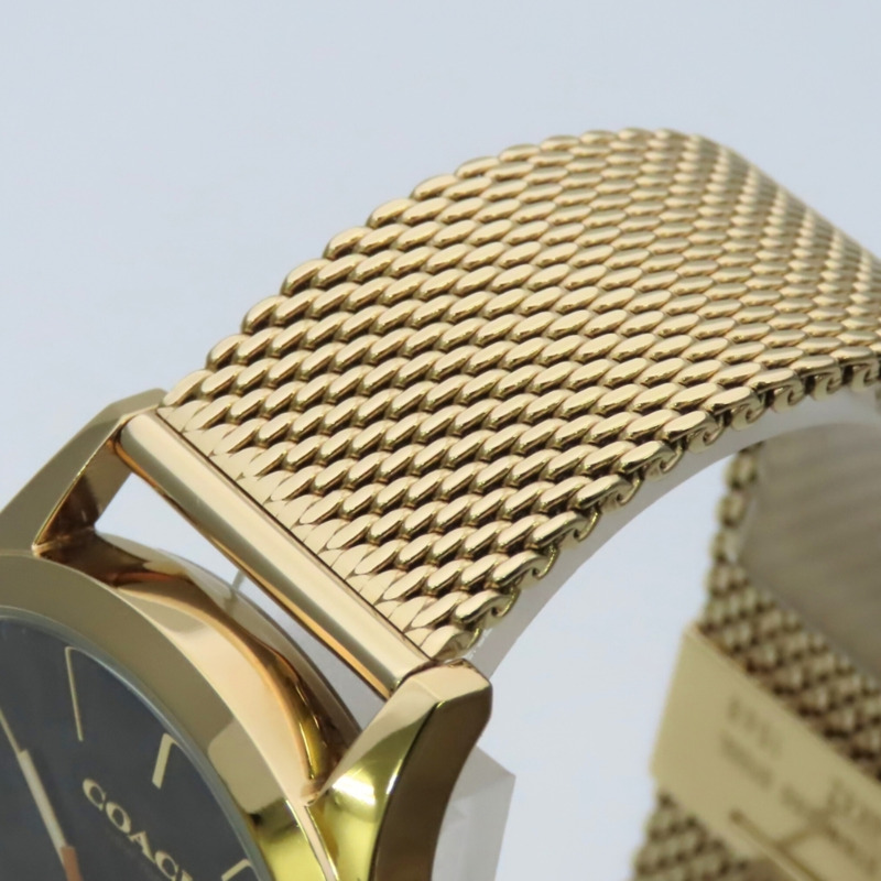 蔻馳 Baxter 39毫米 CA.118.2.34.232 經典不鏽鋼金色黑色網狀錶帶男士腕錶 COACH-9