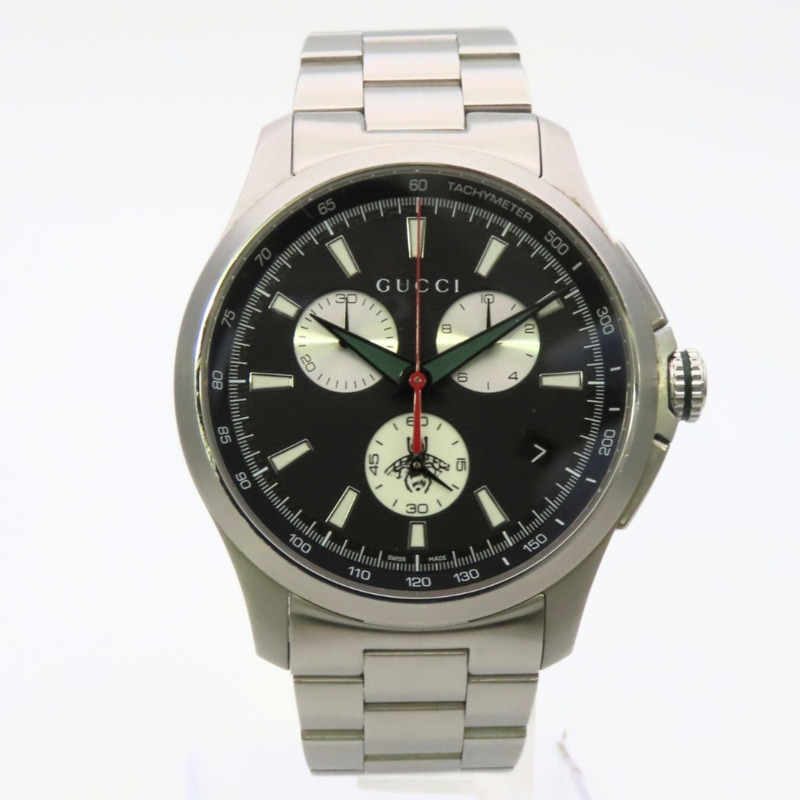 Gucci G-Timeless Chronograph 126.2 不鏽鋼腕錶，黑色錶盤，男錶。-2