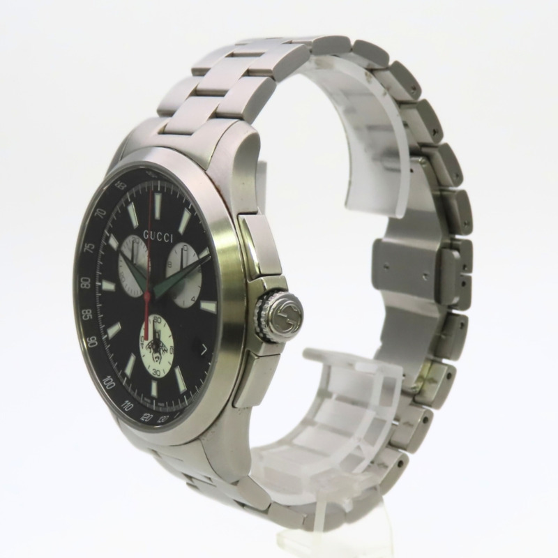 Gucci G-Timeless Chronograph 126.2 不鏽鋼腕錶，黑色錶盤，男錶。-4
