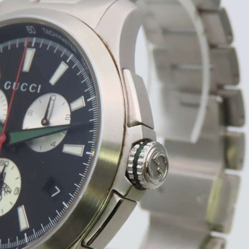 Gucci G-Timeless Chronograph 126.2 不鏽鋼腕錶，黑色錶盤，男錶。-9