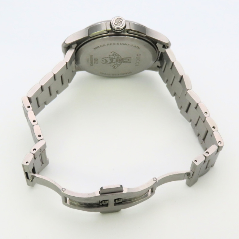 Gucci G-Timeless Chronograph 126.2 不鏽鋼腕錶，黑色錶盤，男錶。-16