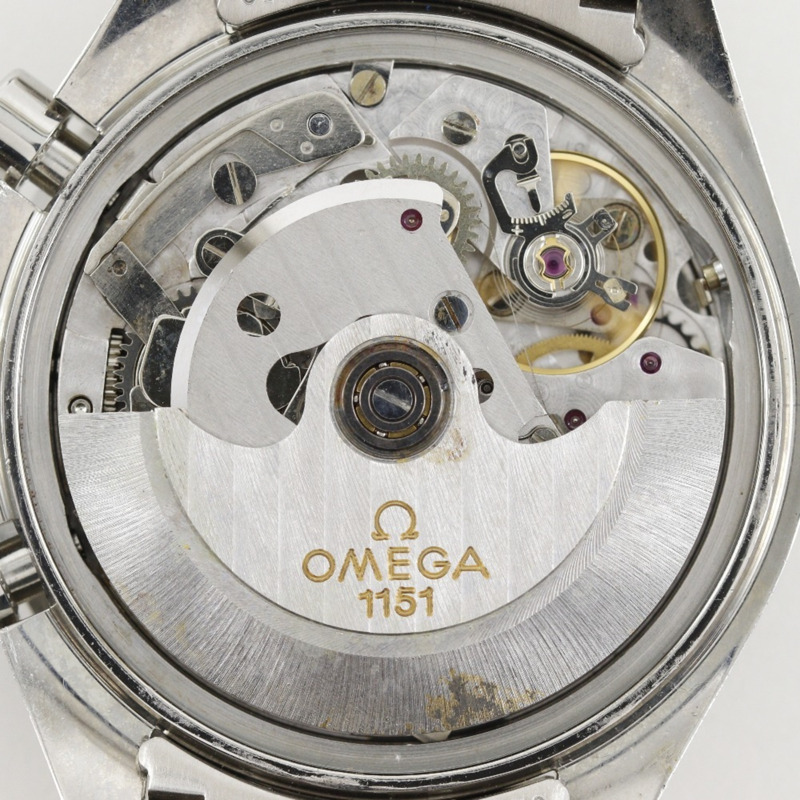 歐米茄超霸系列三曆腕錶，Cal.1151機芯，型號175.0084，精鋼銀色錶殼，自動上鍊計時碼錶，藍色錶盤，男士款-3