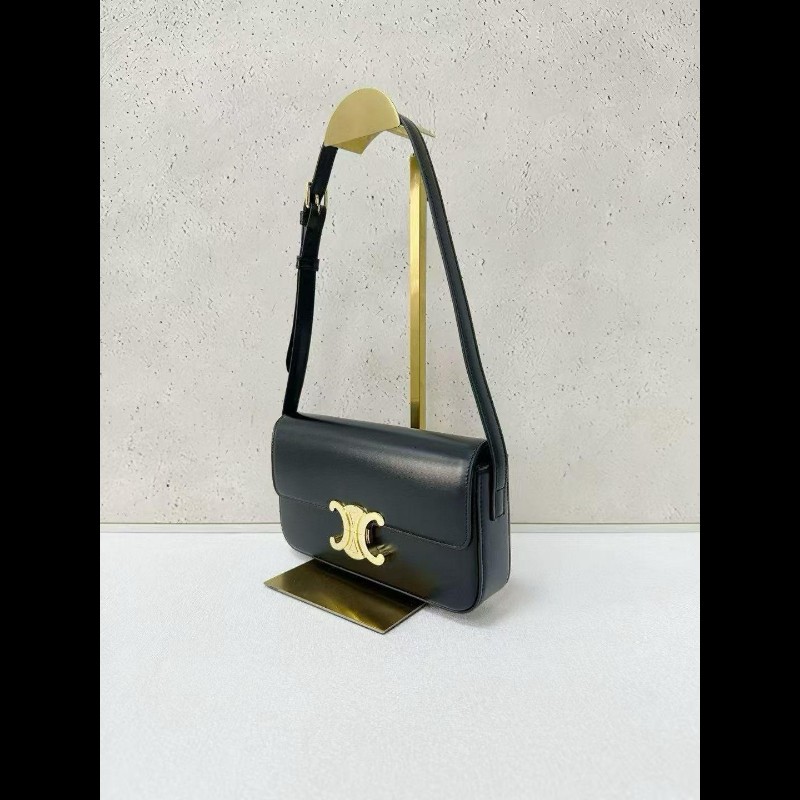 Celine 凱旋門黑金腋下包-1