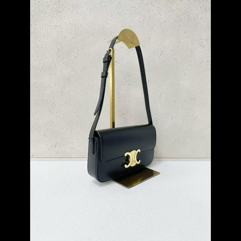 Celine 凱旋門黑金腋下包-3