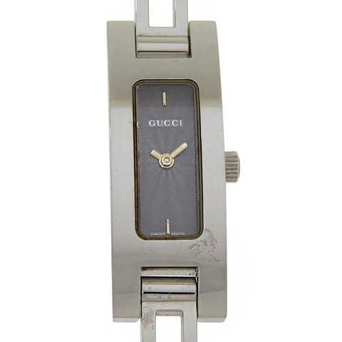 Gucci 3900L 女士不鏽鋼石英模擬腕錶，黑色錶盤