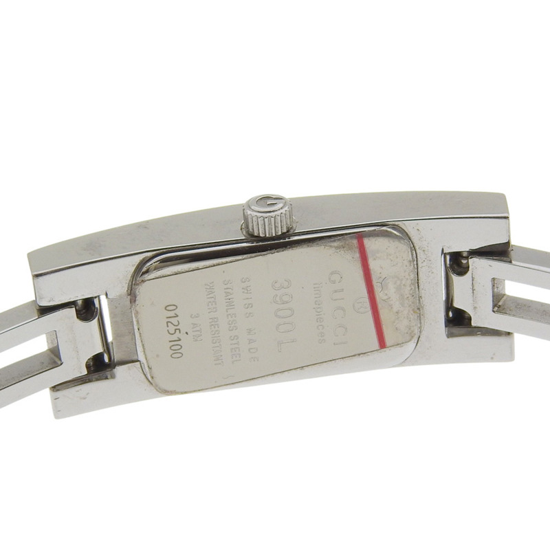 Gucci 3900L 女士不鏽鋼石英模擬腕錶，黑色錶盤-6