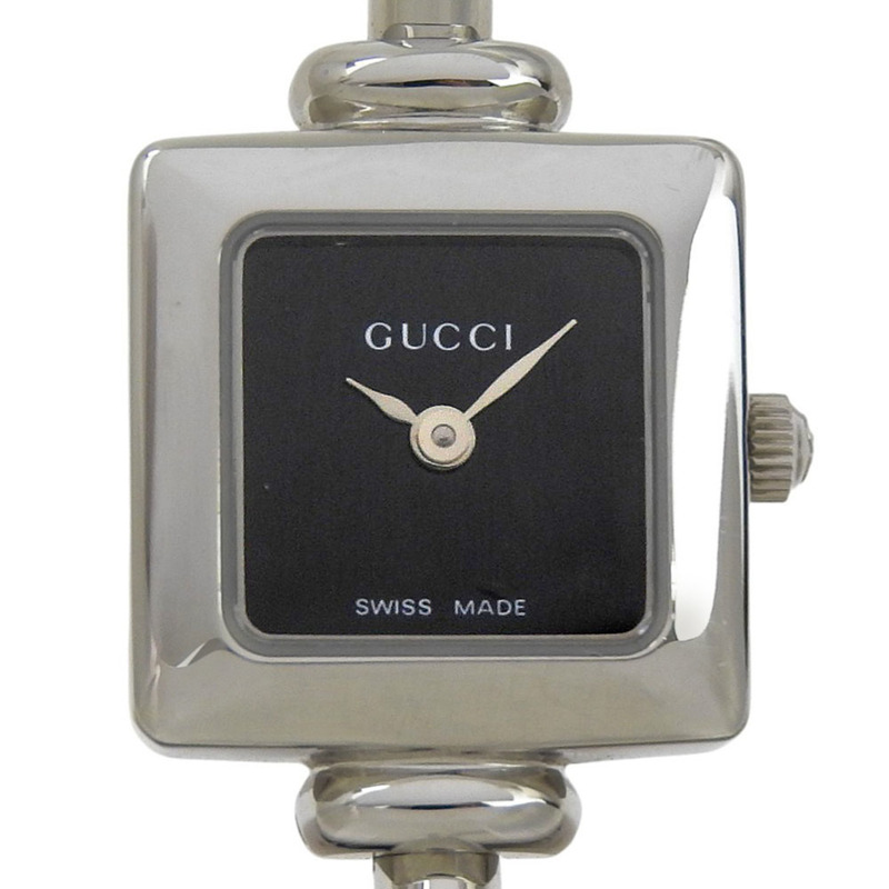 Gucci 1900L 女士不鏽鋼石英模擬腕錶，黑色錶盤-0
