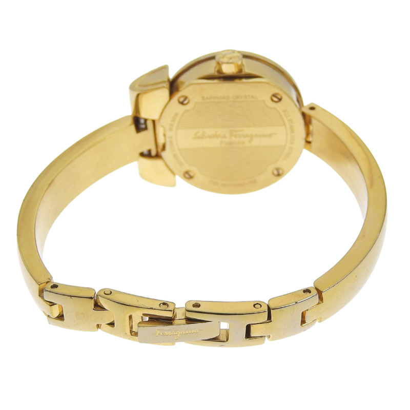 Salvatore Ferragamo Gancini FQ5 鍍金石英模擬腕錶，銀色錶盤，女士款-4