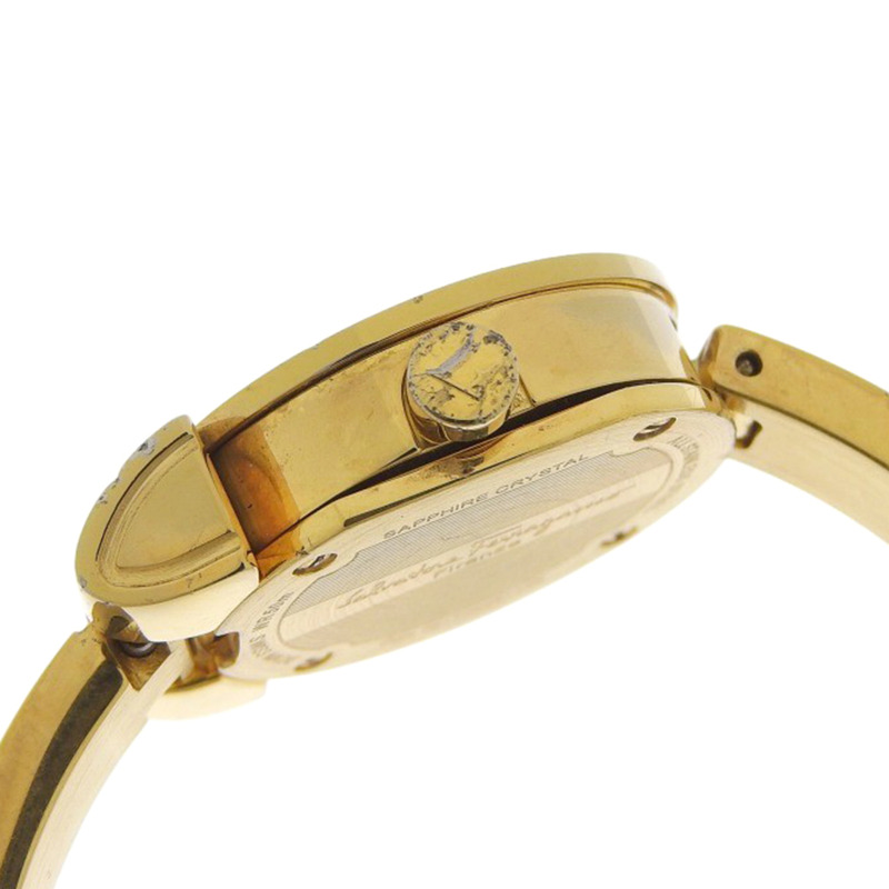Salvatore Ferragamo Gancini FQ5 鍍金石英模擬腕錶，銀色錶盤，女士款-5