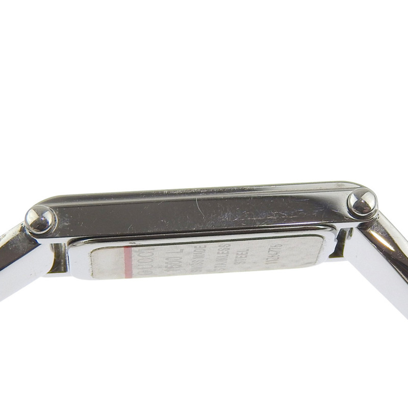 Gucci 1500L 女士不鏽鋼石英模擬腕錶，黑色錶盤-5