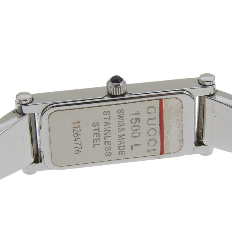 Gucci 1500L 女士不鏽鋼石英模擬腕錶，黑色錶盤-6