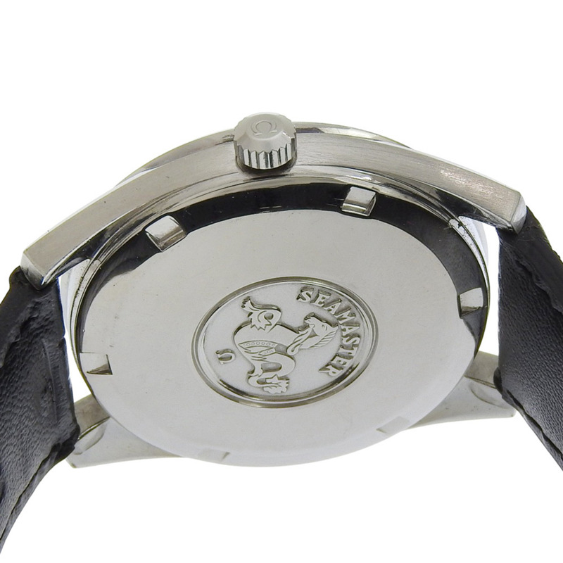 歐米茄海馬系列星期日曆腕錶，752型機芯，不鏽鋼錶殼，壓花皮革錶帶，自動上鍊機芯，模擬顯示，銀色錶盤，男士款。-7