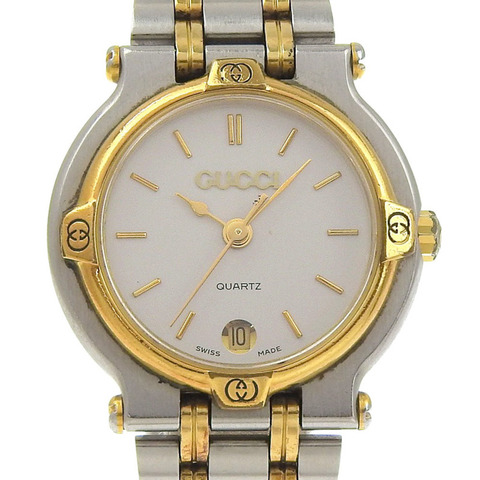 Gucci 女士手錶，不銹鋼，石英，模擬，銀色錶盤。