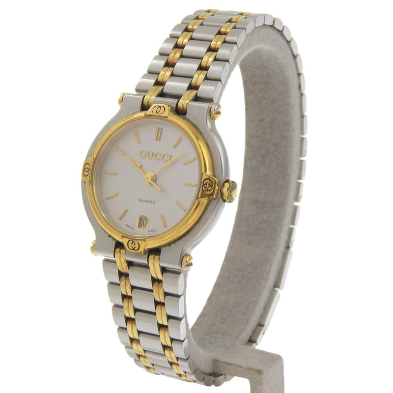 Gucci 女士手錶，不銹鋼，石英，模擬，銀色錶盤。-1