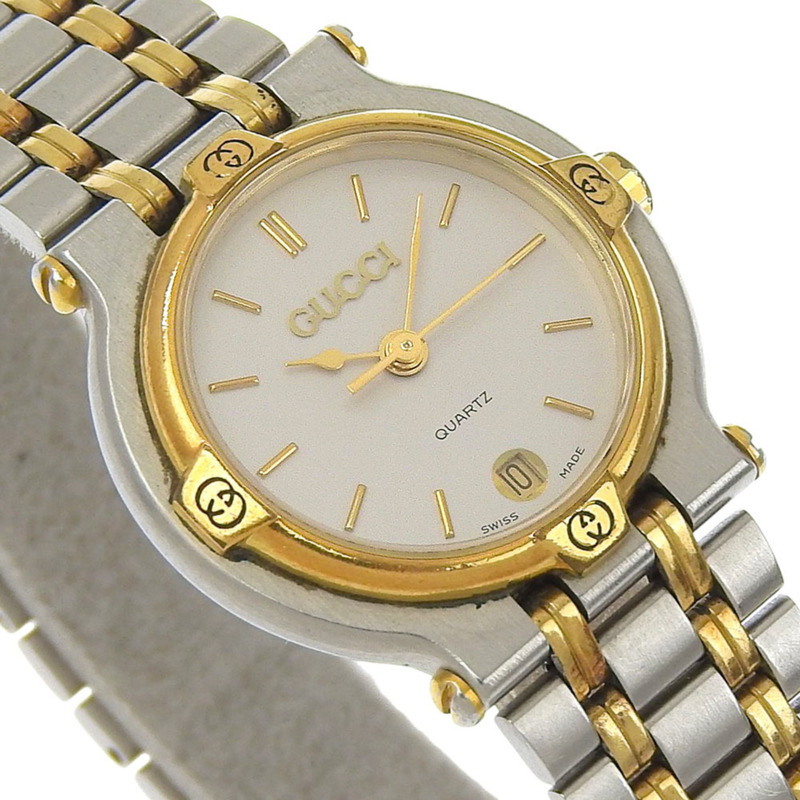 Gucci 女士手錶，不銹鋼，石英，模擬，銀色錶盤。-2