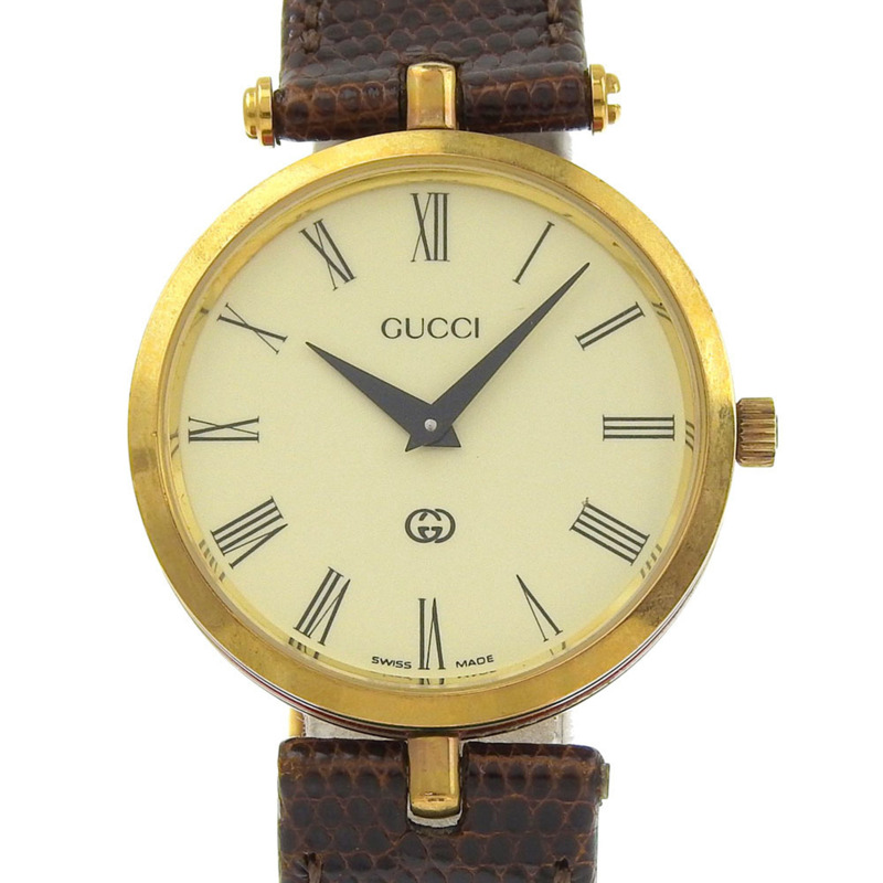 Gucci Sherry系列男士腕錶，鍍金，石英機芯，指針式，象牙色錶盤-0