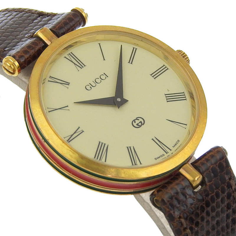 Gucci Sherry系列男士腕錶，鍍金，石英機芯，指針式，象牙色錶盤-2