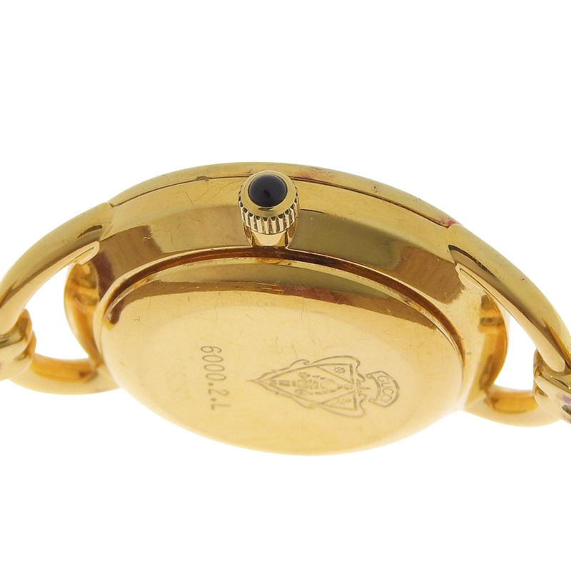 Gucci GUCCI 6000.2.L 鍍金 x 皮革錶帶 石英模擬錶盤 女士腕錶-5