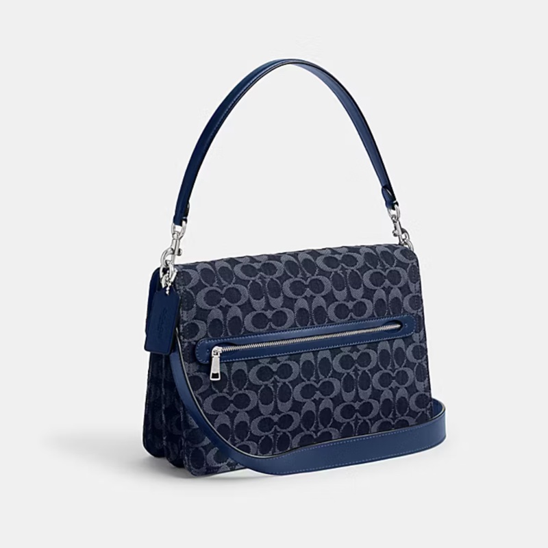 Coach CHAIN TABBY 30 經典 SIGNATURE 丹寧面料鏈條單肩手袋-1