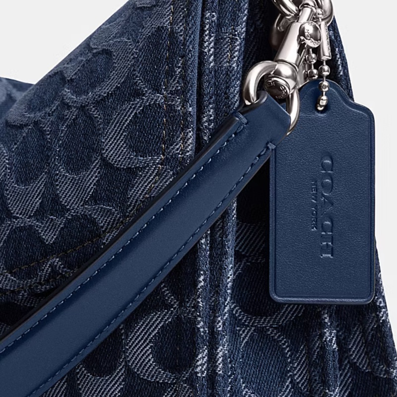 Coach CHAIN TABBY 30 經典 SIGNATURE 丹寧面料鏈條單肩手袋-9