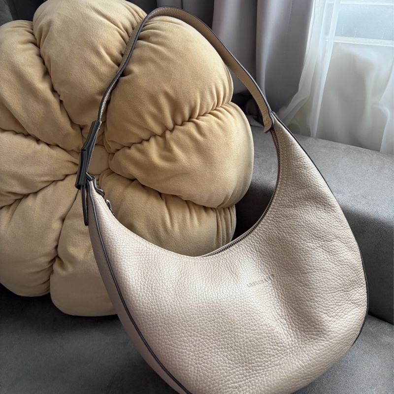 LONGCHAMP ROSEAU ESSENTIAL系列 牛皮半月形單肩包 灰-5