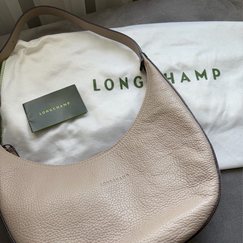LONGCHAMP ROSEAU ESSENTIAL系列 牛皮半月形單肩包 灰-11